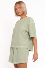 Melody Knit Short Set - Matcha