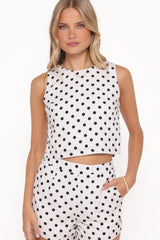 Michelle Short Set - White/Black Polka Dot