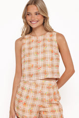 Michelle Short Set - Yellow Floral Gingham
