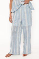 Mila Embroidered Pant Set - Light Blue
