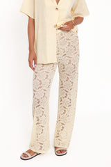 Mindy Lace Pant Set - Yellow