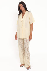 Mindy Lace Pant Set - Yellow