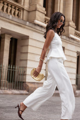 Odelia Halter Vest Pant Set - White