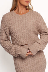 Reid Cable Knit Skirt Set - Taupe