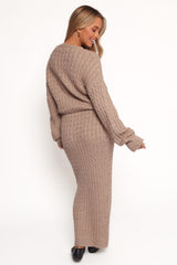 Reid Cable Knit Skirt Set - Taupe