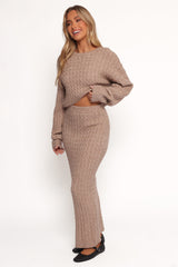 Reid Cable Knit Skirt Set - Taupe
