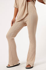 Silvie Short Sleeve Knitted Set - Beige