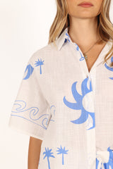 Sun Wave Short Set - White Blue