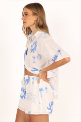 Sun Wave Short Set - White Blue
