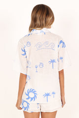 Sun Wave Short Set - White Blue