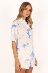 Sun Wave Short Set - White Blue