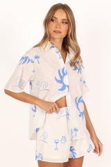 Sun Wave Short Set - White Blue