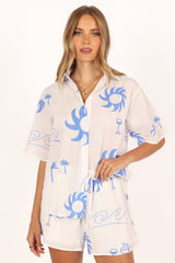 Sun Wave Short Set - White Blue