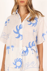 Sun Wave Short Set - White Blue