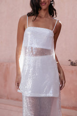 Vienne Sequin Skirt Set - White Sequin