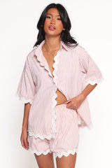 Wilson Short Set - Peach Stripe White