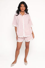 Wilson Short Set - Peach Stripe White