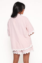 Wilson Short Set - Peach Stripe White