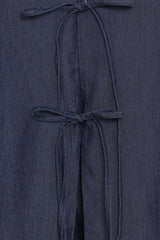 Aaliyah Chambray Tie Front Top - Dark Wash