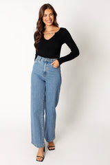 Ace Long Sleeve Knit Bodysuit - Black
