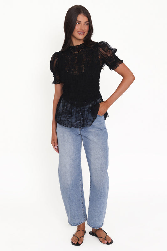 Adeline Peplum Top - Black