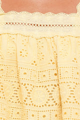 Aideen Eyelet Top - Pale Yellow