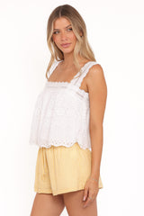 Aideen Eyelet Top - White