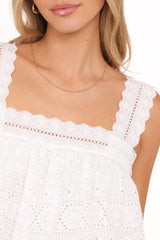 Aideen Eyelet Top - White