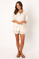 Amira Short Sleeve Shirt - Palm Print