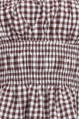 Amity Strapless Top - Brown Gingham