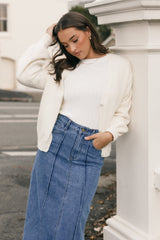 Aneesa Wide Rib Knit Top - White