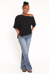 Ardena Boucle Knit Top - Black