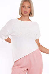 Ardena Boucle Knit Top - Cream