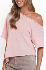 Ardena Boucle Knit Top - Pink