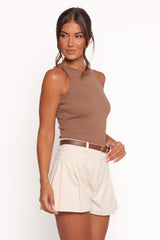 Ari Ribbed Tank - Mocha