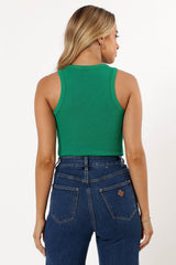 Ari Ribbed Tank Top - Green