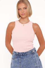 Ari Ribbed Tank Top - petals Pink