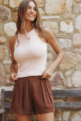 Ari Ribbed Tank Top - petals Pink