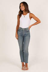 Ari Ribbed Tank Top - White