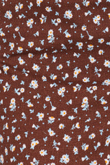 Ashe Cropped Button Up Top - Brown Floral