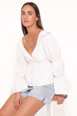 Bairbre Peasant Top - White