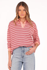 Beau Long Sleeve Jersey Top - Pink Stripe