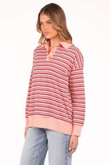 Beau Long Sleeve Jersey Top - Pink Stripe