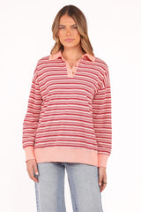 Beau Long Sleeve Jersey Top - Pink Stripe
