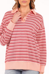 Beau Long Sleeve Jersey Top - Pink Stripe