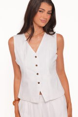 Bell Linen Vest - Cream
