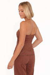 Benton Eyelet Strapless Top - Brown