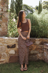 Berenice Ruffle Hem Knitted Top - Brown