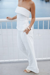 Blakely Strapless Top - White Pinstripe