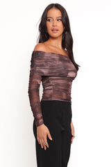 Byron Off Shoulder Top - Brown